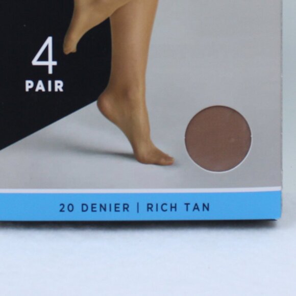 4 Pair Silk Impressions Rich Tan Sheer All Day Pantyhose - Picture 5 of 9
